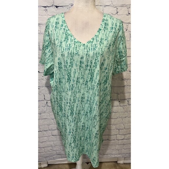 Roaman’s 100% Cotton GreenShort-Sleeve Sleepshirt Size 1X/22/24 - Picture 1 of 7